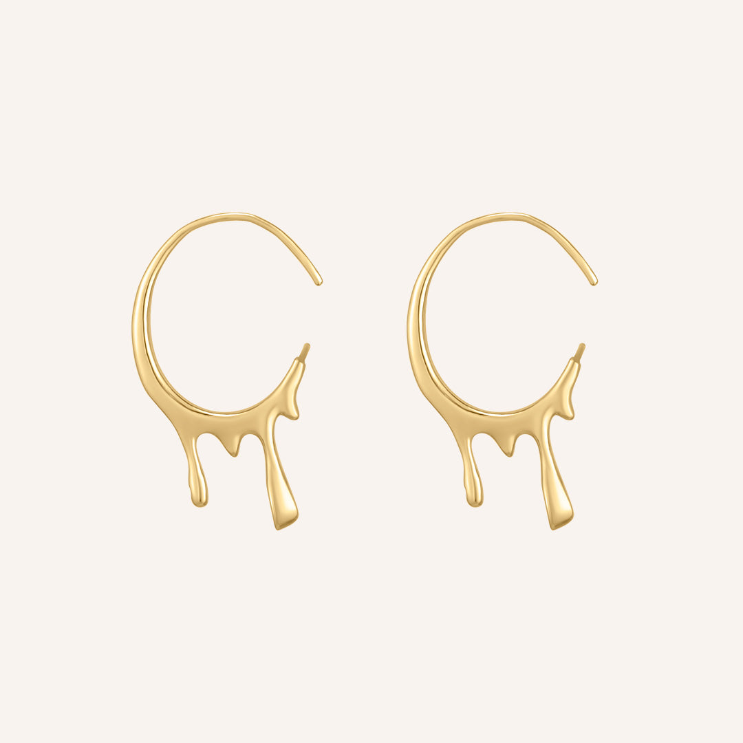 Bailey Melt Rhinestone Hoop Earrings  - Gold