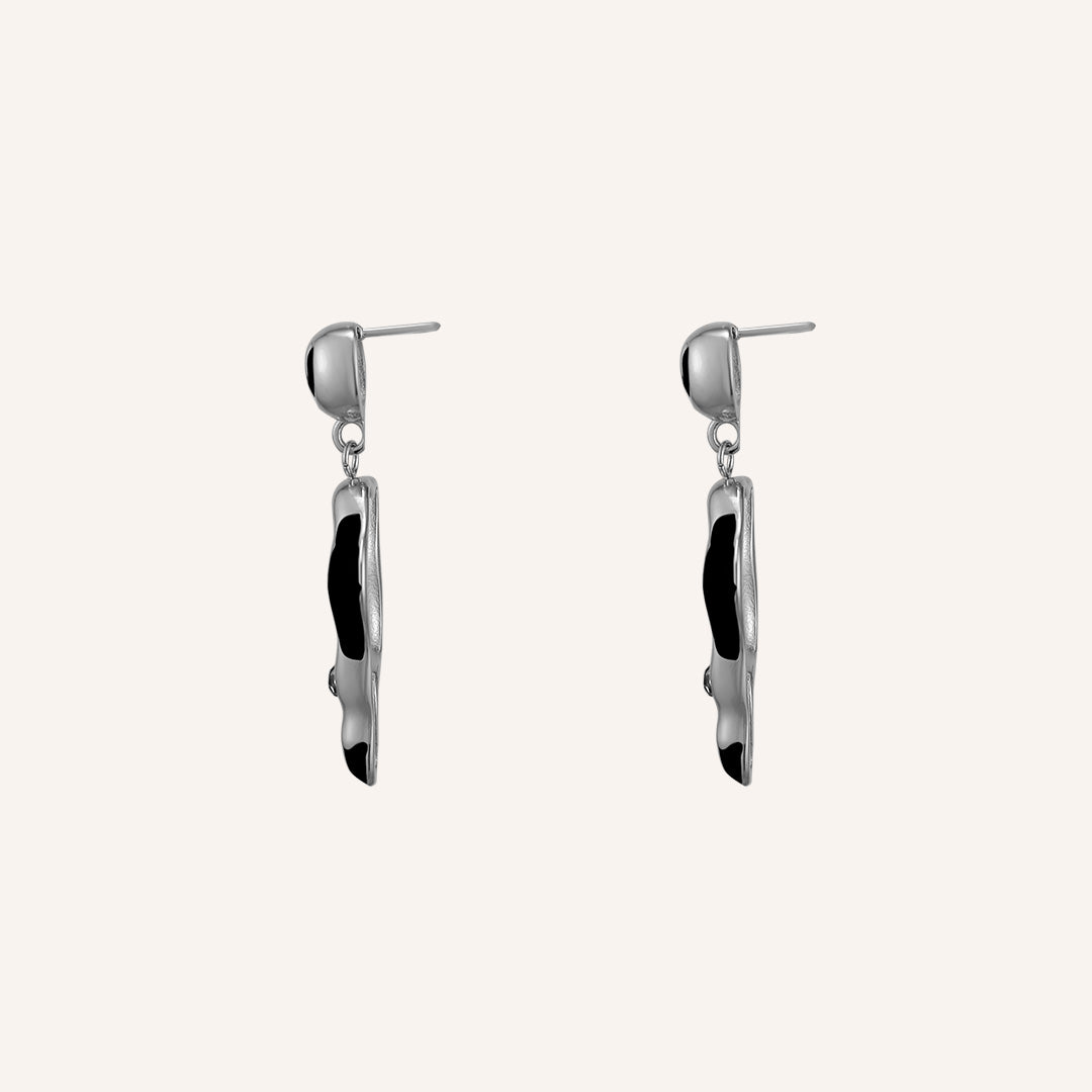 Bessie Open Lava Melt Drop Earrings- Silver