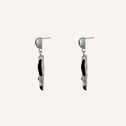 Bessie Open Lava Melt Drop Earrings- Silver