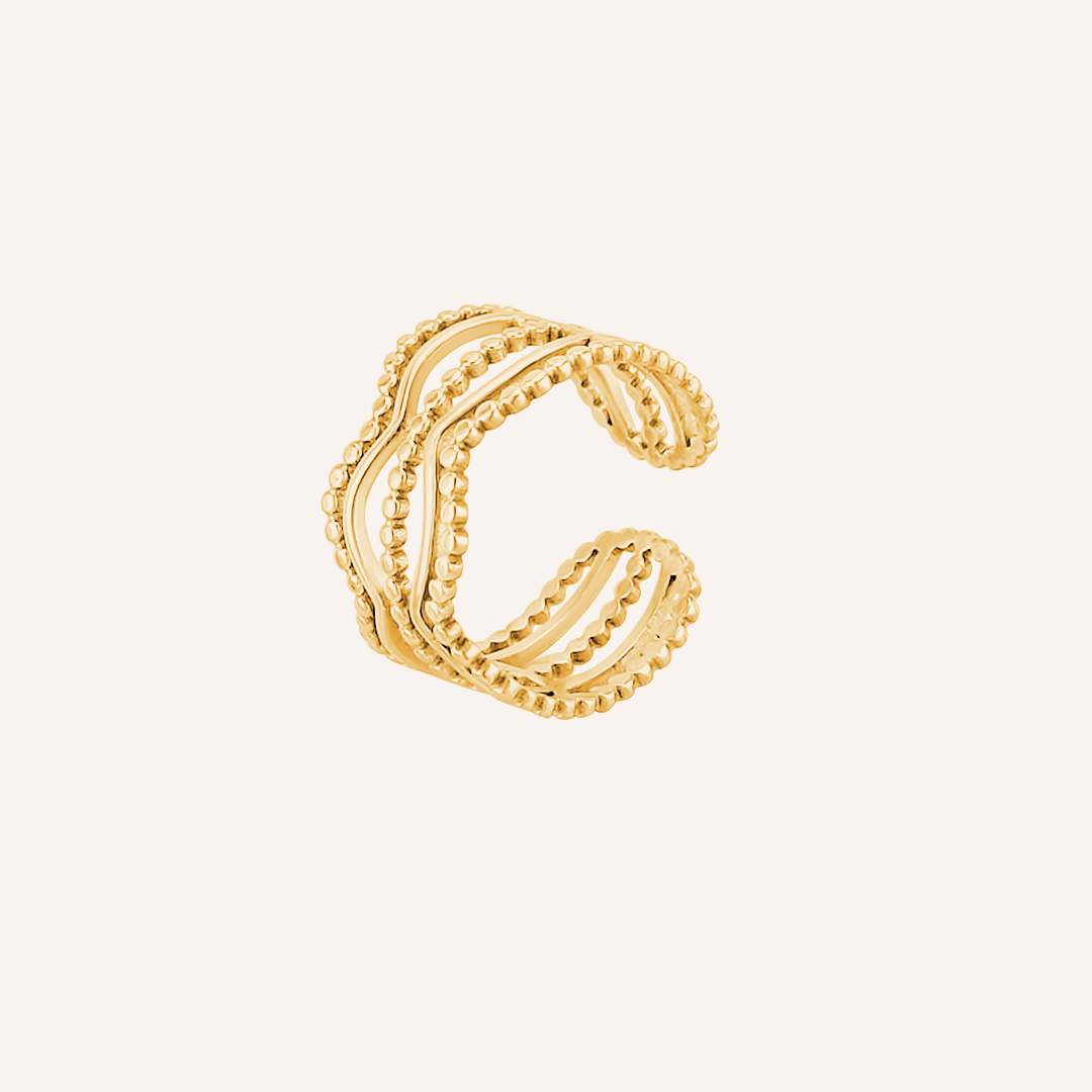 Evren Layered Wave Ring - Gold