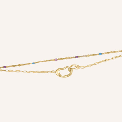 Indigo Geometric Link Col Layered Bracelet - Gold