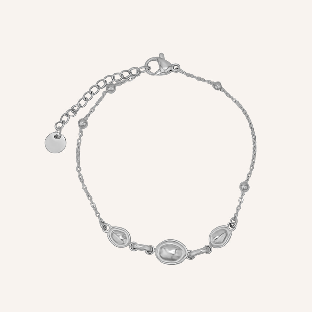 Ira Bean Bead Bracelet - Silver