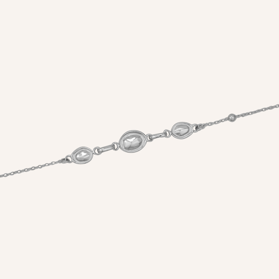 Ira Bean Bead Bracelet - Silver