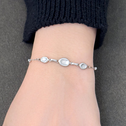 Ira Bean Bead Bracelet - Silver