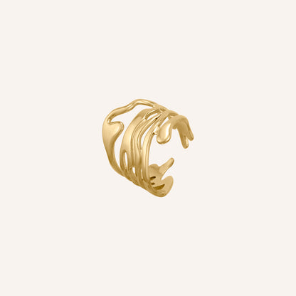 Jensen Wide Layered Lava Ring - Gold