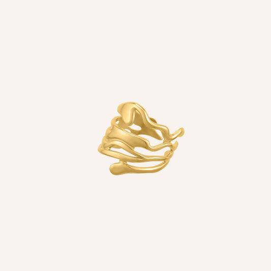 Jensen Wide Layered Lava Ring - Gold