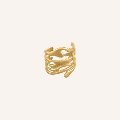 Jensen Wide Layered Lava Ring - Gold