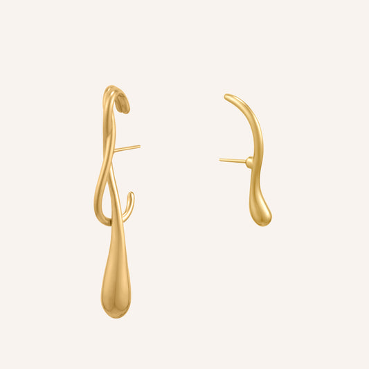 Jessamine Drip Lava Suspender Earrings - Gold