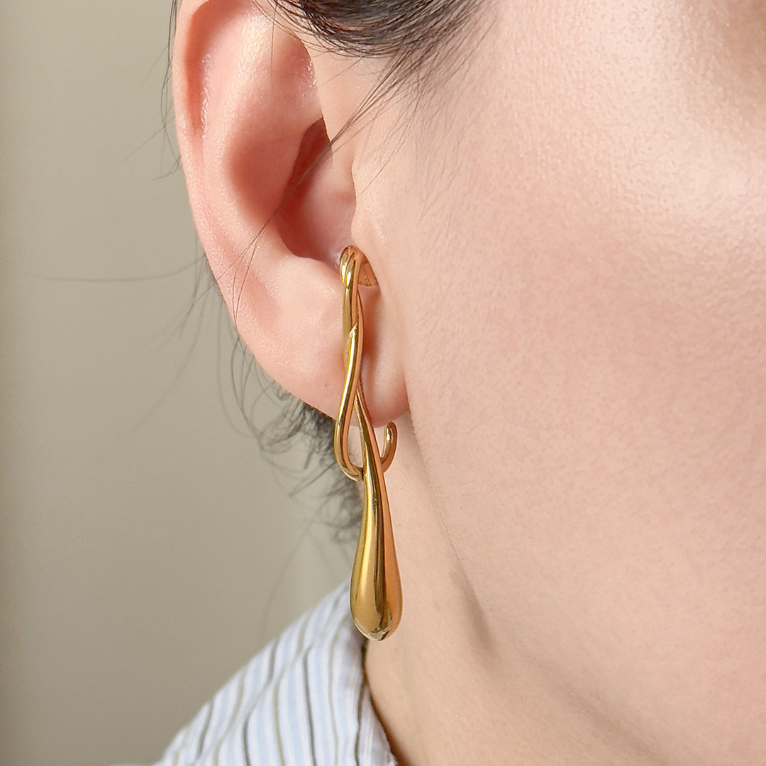 Jessamine Drip Lava Suspender Earrings - Gold