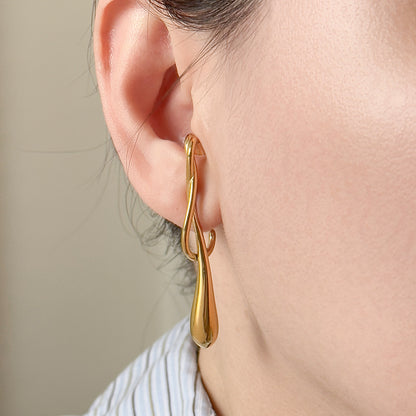 Jessamine Drip Lava Suspender Earrings - Gold