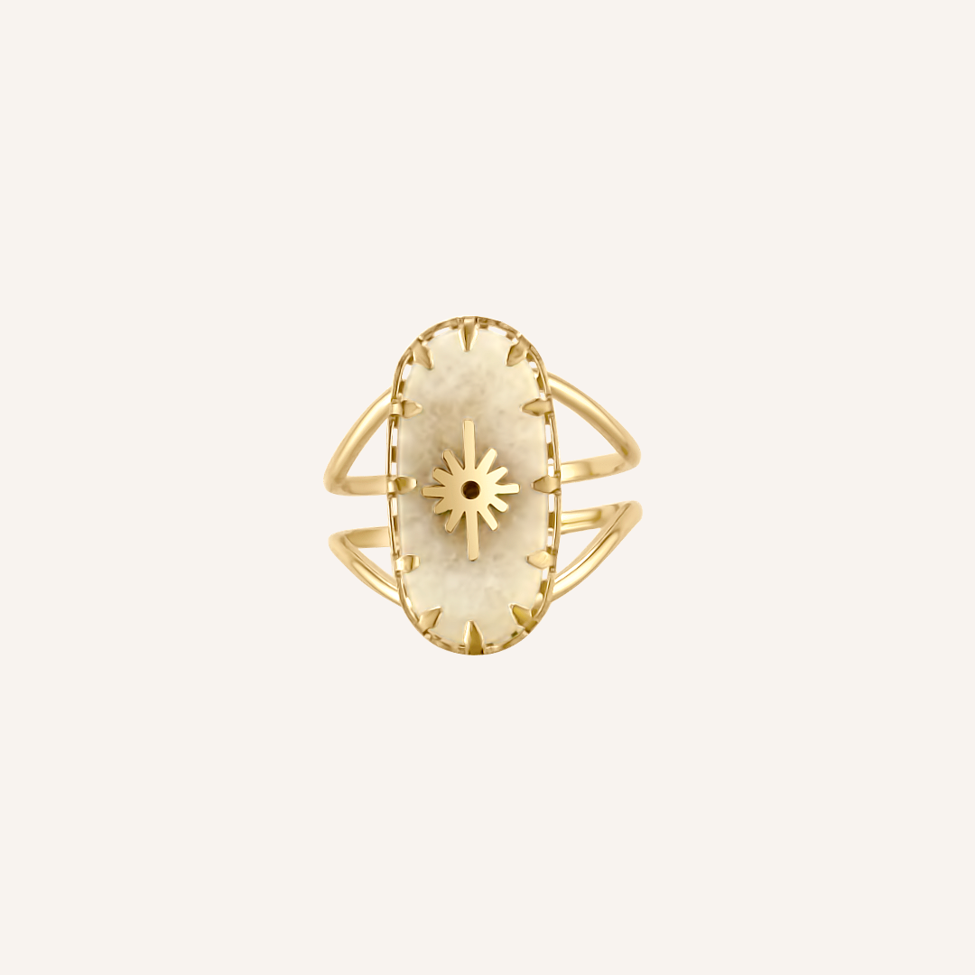 Jolie White Marble Stone Star Ring