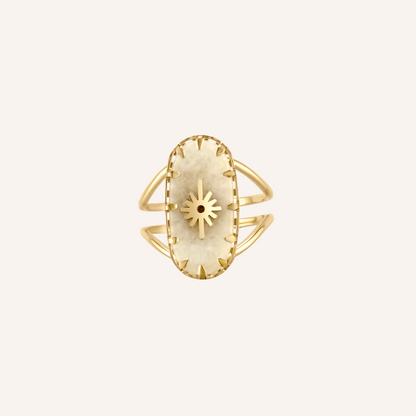 Jolie White Marble Stone Star Ring