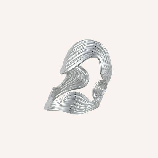 Jude wave Curve Line Statement Ring - Silver