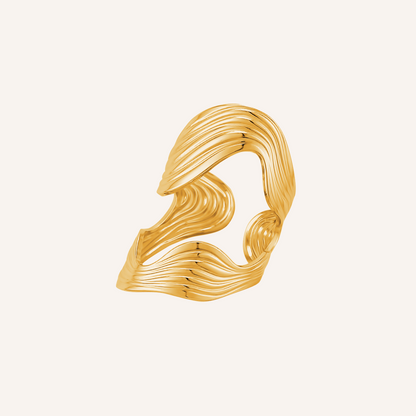 Jude wave Curve Line Statement Ring - Gold