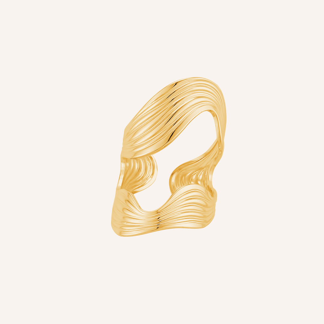 Jude wave Curve Line Statement Ring - Gold