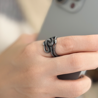 Jules Ouroboros Snake Ring - Smoke