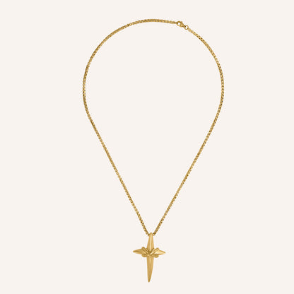 Junia cross rope Star Long Necklace - Gold