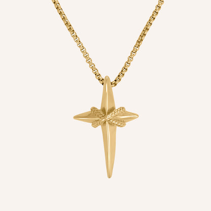 Junia cross rope Star Long Necklace - Gold