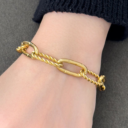 Kamila Rope and Hammered Hybrid Chain Bracelet - Gold