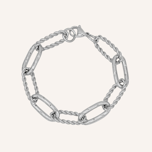 Kamila Rope and Hammered Hybrid Chain Bracelet - Silver