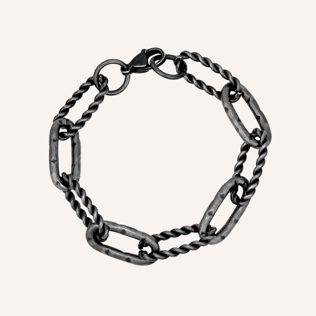 Kamila Rope and Hammered Hybrid Chain Bracelet - Smoke