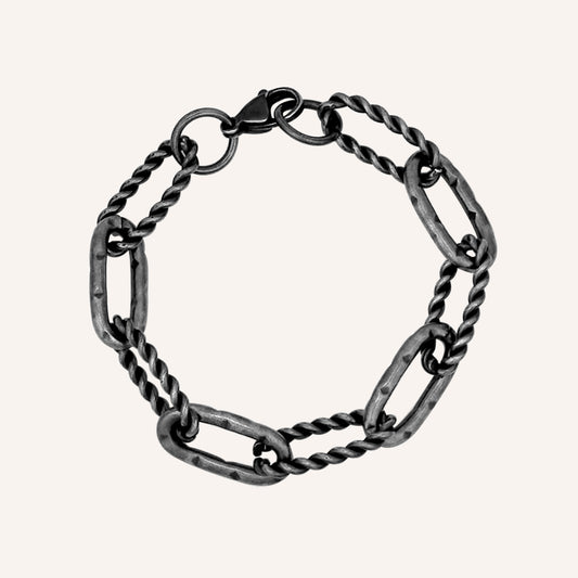 Kamila Rope and Hammered Hybrid Chain Bracelet - Smoke