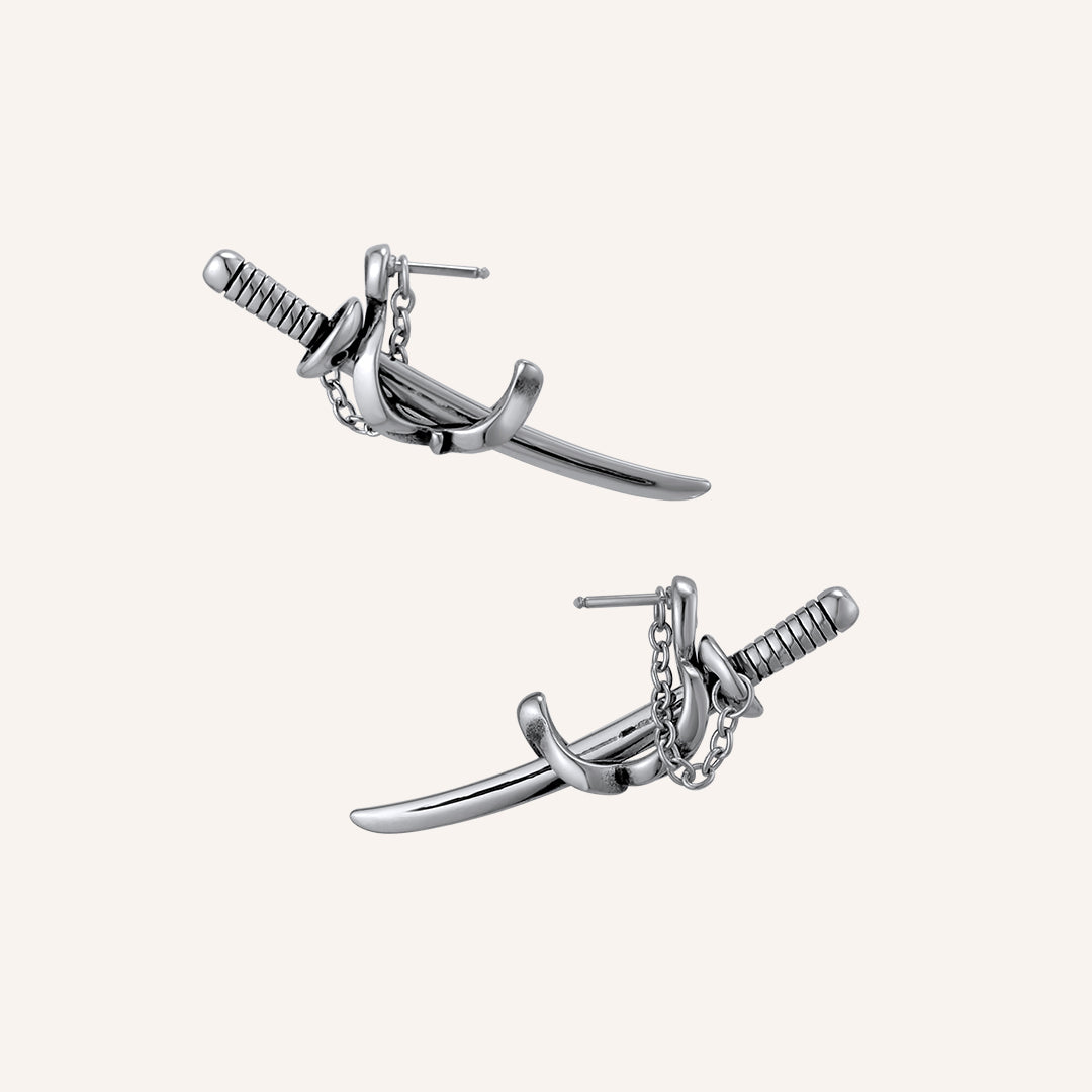 Lawson Sword Hoop Stud Earrings