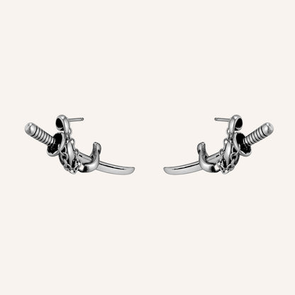 Lawson Sword Hoop Stud Earrings