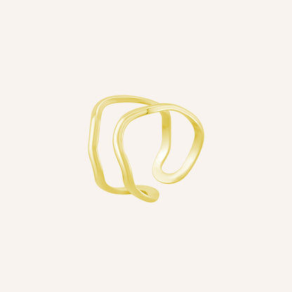 Lettice Wave Layered Ring - Gold