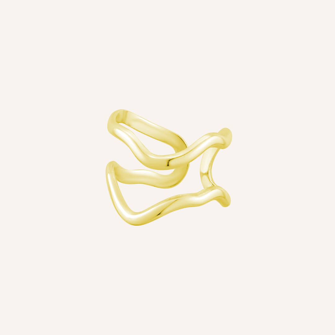 Lettice Wave Layered Ring - Gold