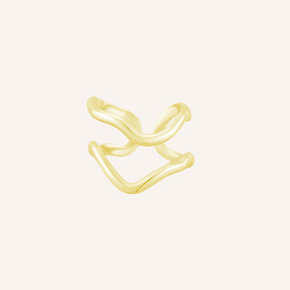 Lettice Wave Layered Ring - Gold