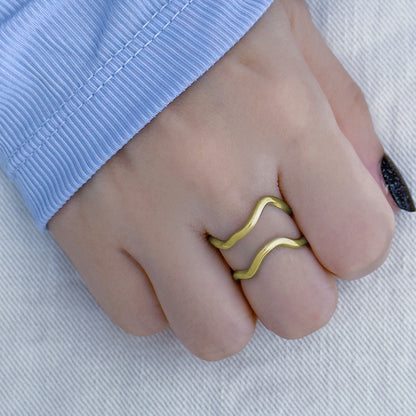 Lettice Wave Layered Ring - Gold