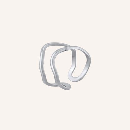 Lettice Wave Layered Ring - Silver