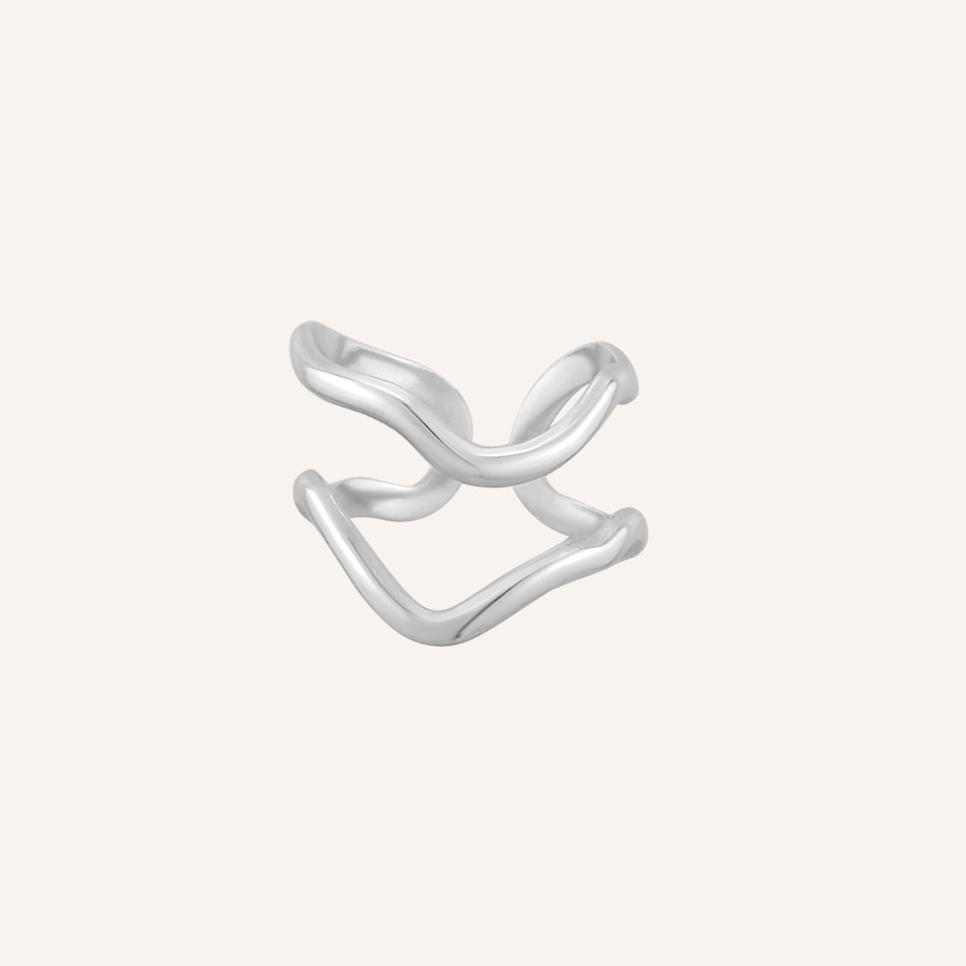 Lettice Wave Layered Ring - Silver