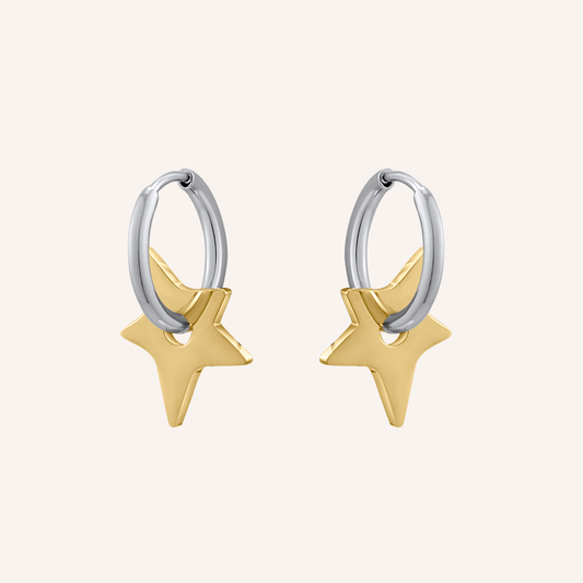 Lisa Star Hoop Earrings - Duo Tone