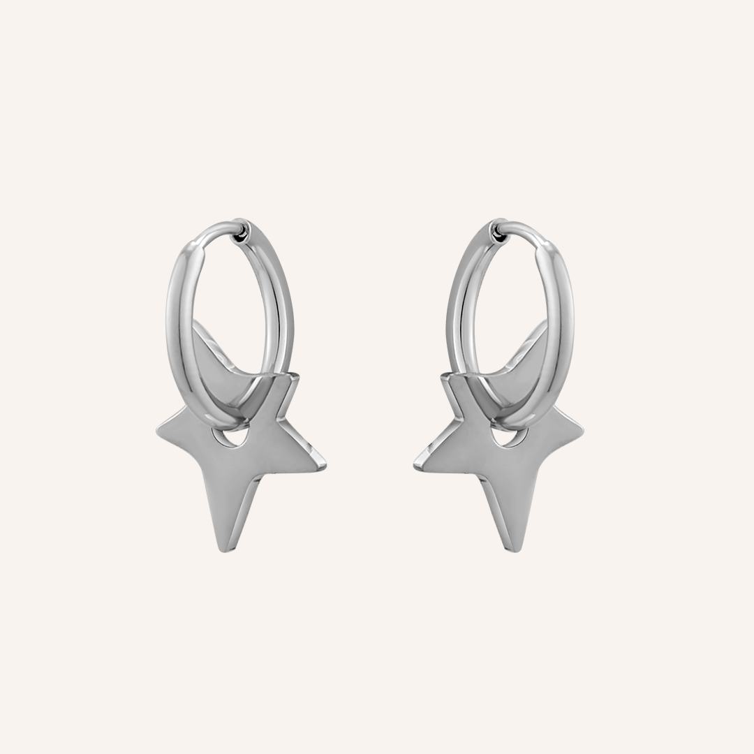 Lisa Star Hoop Earrings - Silver