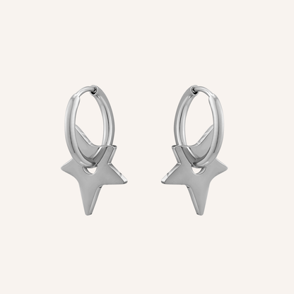 Lisa Star Hoop Earrings - Silver