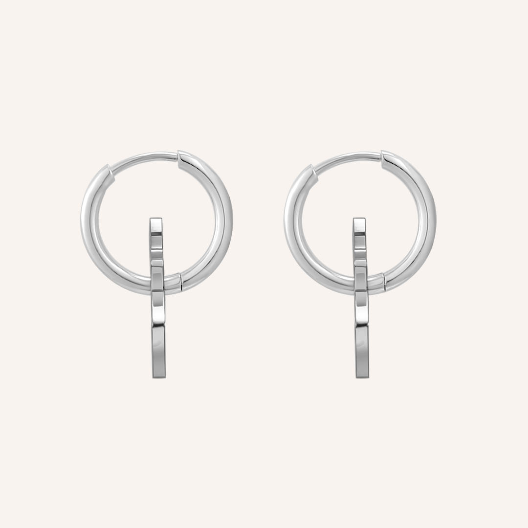 Lisa Star Hoop Earrings - Silver