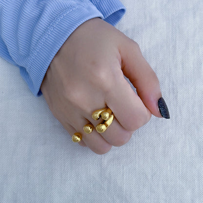 Louisa Knuckle Coral Ring - Gold