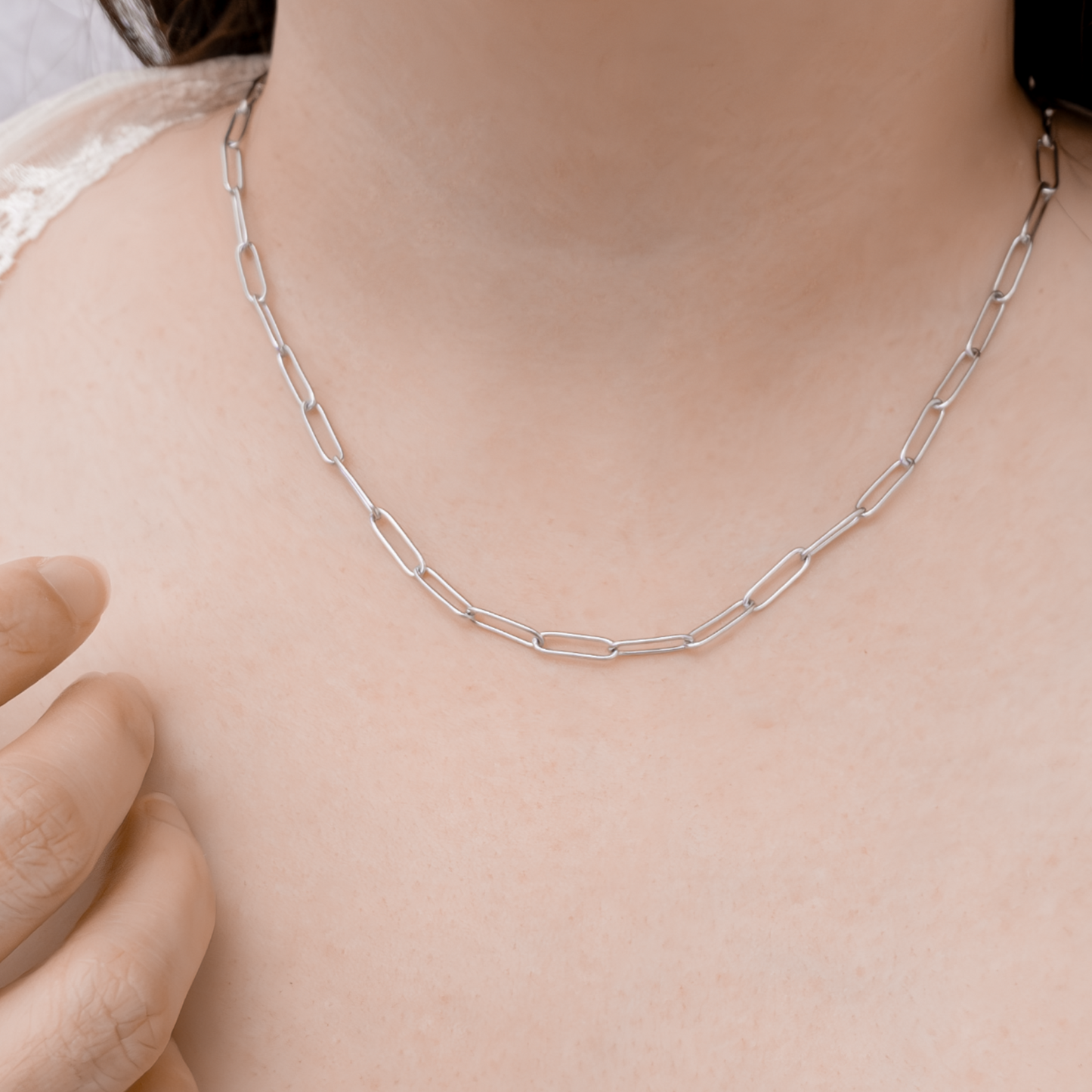 Mea Chain Link Choker Necklace - Silver