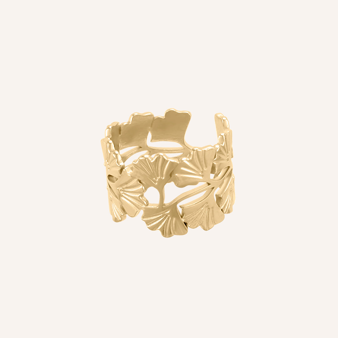 Mona Ginkgo Wide Ring - Gold