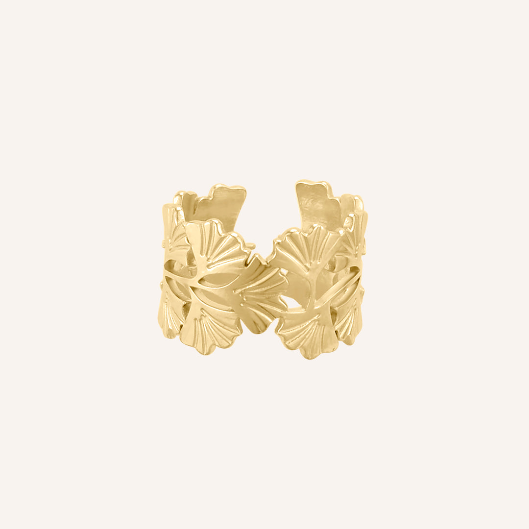 Mona Ginkgo Wide Ring - Gold