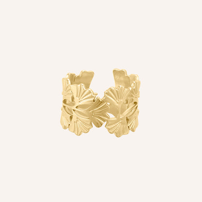 Mona Ginkgo Wide Ring - Gold