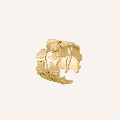 Mona Ginkgo Wide Ring - Gold