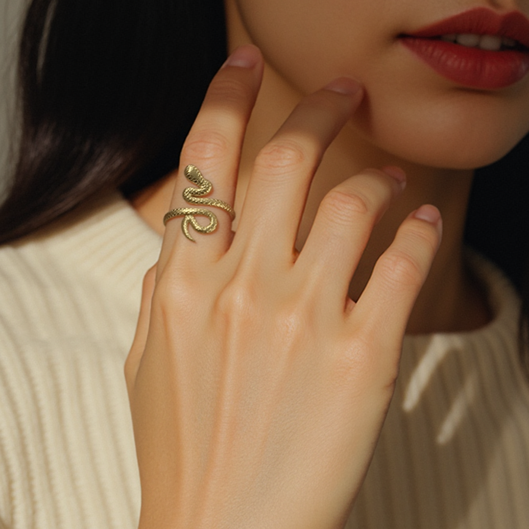 Natanya Snake Open Ring - Gold