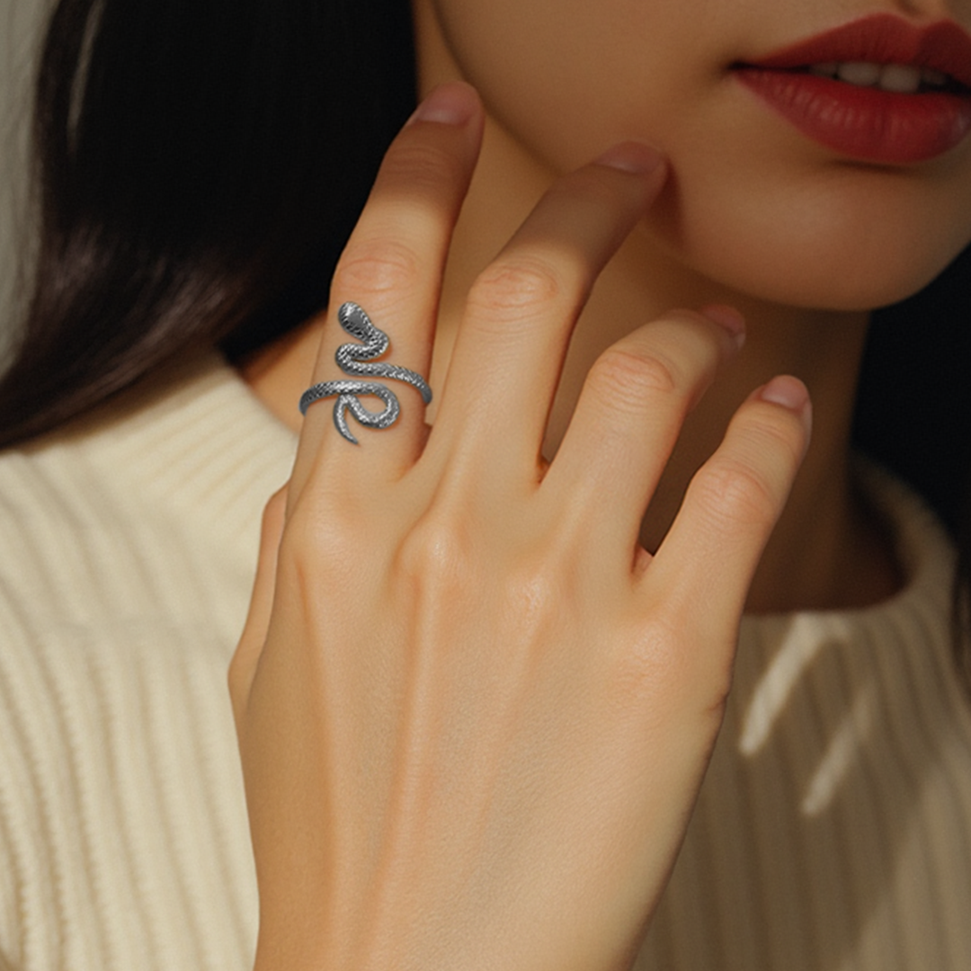 Natanya Snake Open Ring - Silver