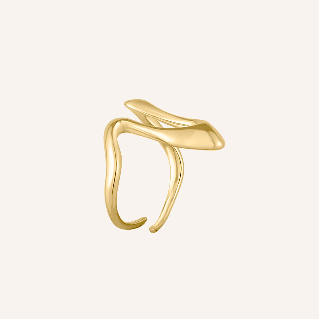 Nebo Zig Zag Wave Ring - Gold