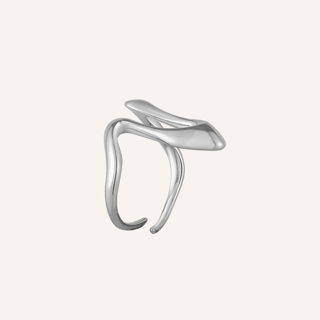 Nebo Zig Zag Wave Ring - Silver