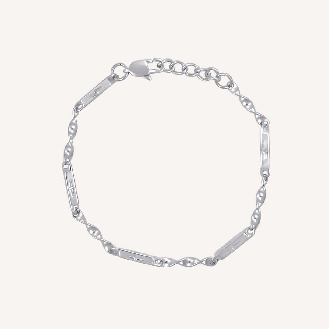 Nell Cuboid Cross and Twist Bar Bracelet