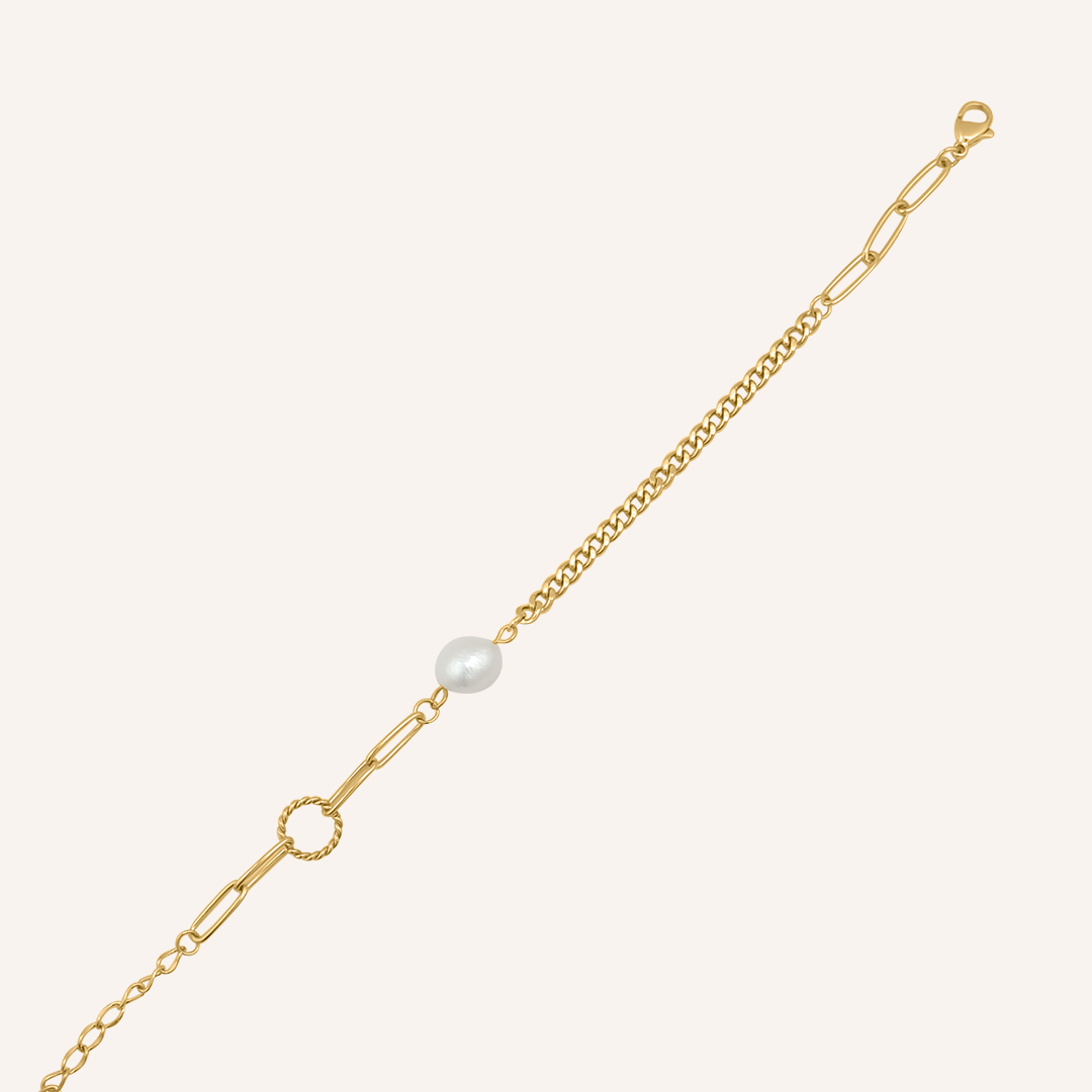 Neron Pearl Hybrid Chain Bracelet - Gold